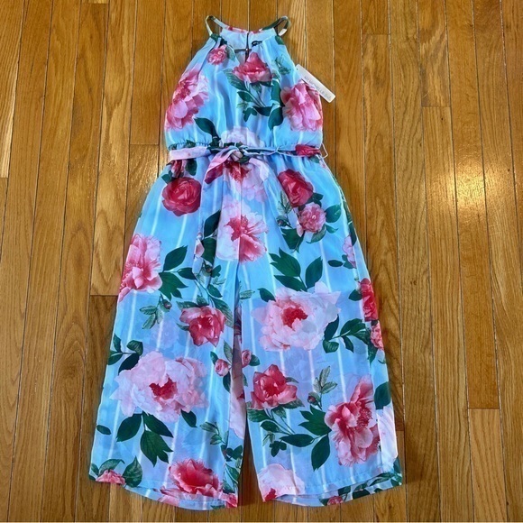 New NWT My Michelle Sleeveless One piece Floral Print Pantsuit girls Sz small - Picture 1 of 8